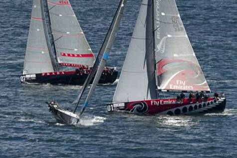 Emirates Team New Zealand in practice racing at Portugal Trophy, Cascais